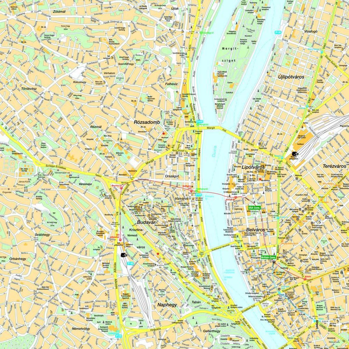 mapa ng budapest at sa nakapalibot na lugar
