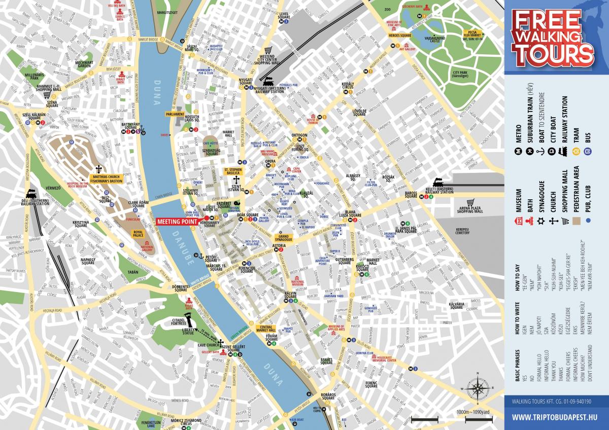 mapa ng budapest paglalakad
